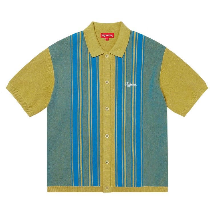 Supreme Stripe Button Up Polo Dusty Lime