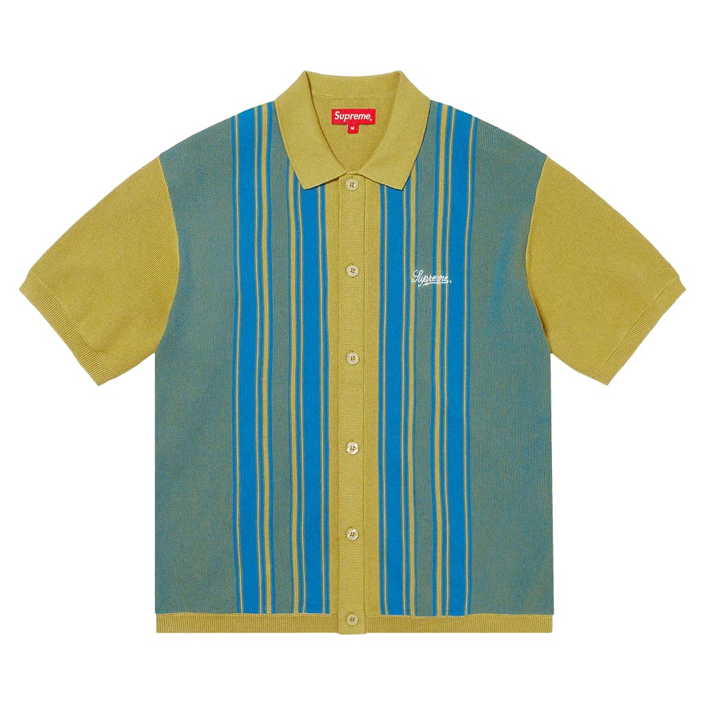 Supreme Stripe Button Up Polo Dusty Lime