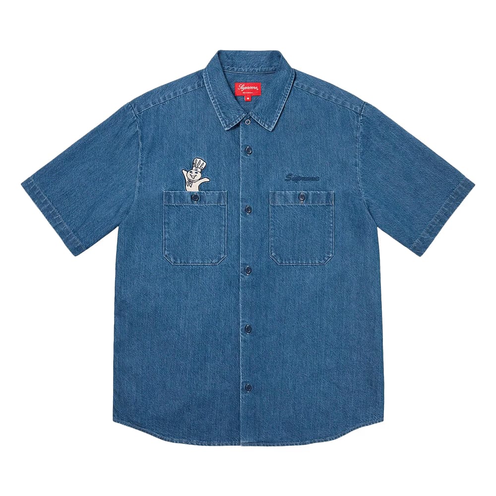 Supreme Doughboy Shorts-Sleeve Work Shirt Denim