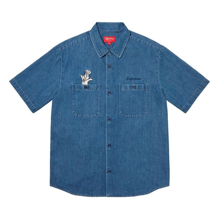 Supreme Doughboy Shorts-Sleeve Work Shirt Denim