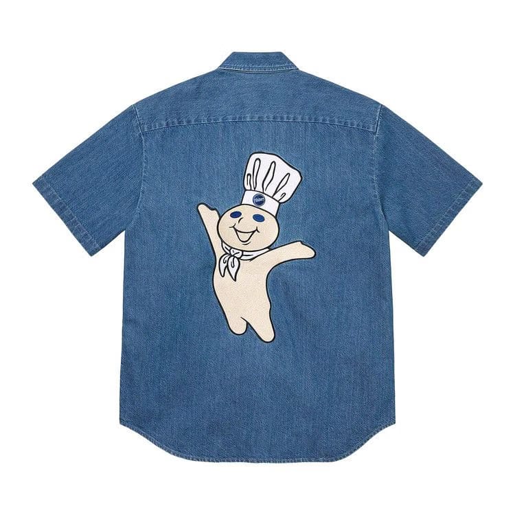 Supreme Doughboy Shorts-Sleeve Work Shirt Denim
