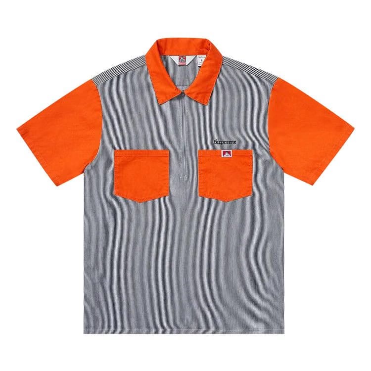 Supreme x Ben Davis Half Zip Work Shirt Hickory Stripe