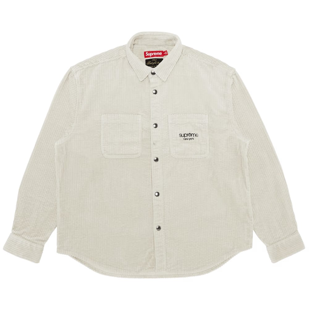 Supreme Wide Wale Corduroy Snap Shirt Stone