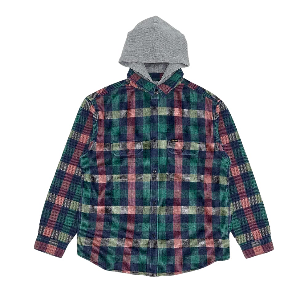 Supreme Waffle Plaid Hooded Shirt Multicolor