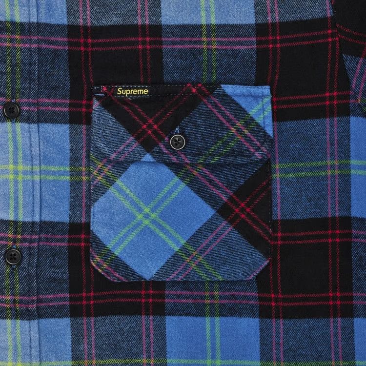 Supreme Quilted Plaid Shirt Blue