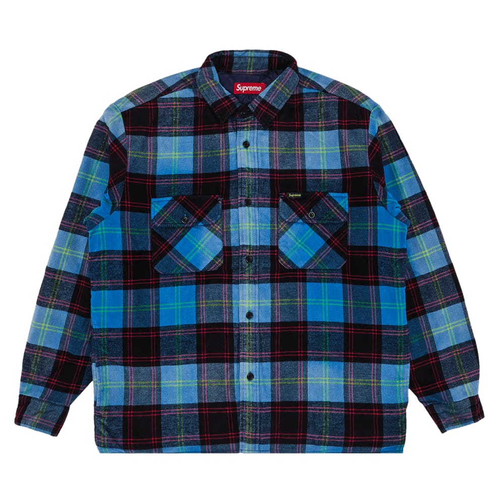 Supreme Quilted Plaid Shirt Blue