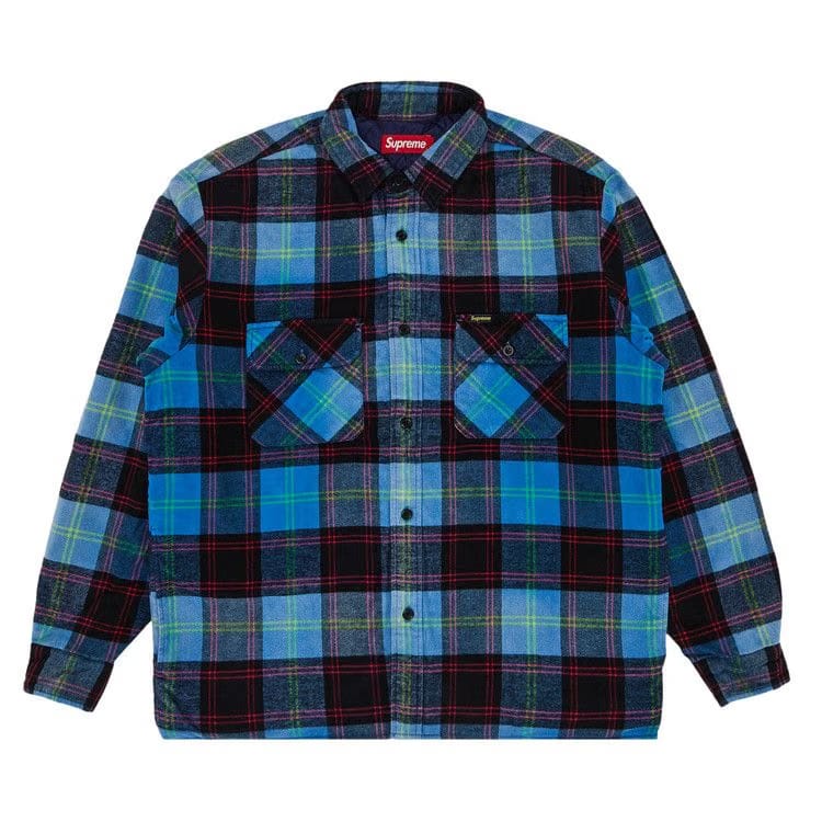 Supreme Quilted Plaid Shirt Blue