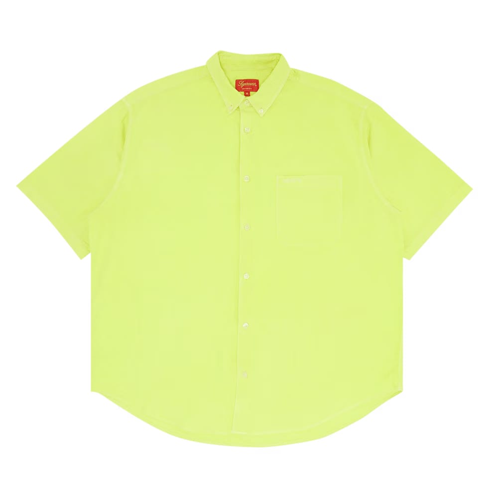 Supreme Loose Fit Shorts-Sleeve Oxford Shirt Bright Green