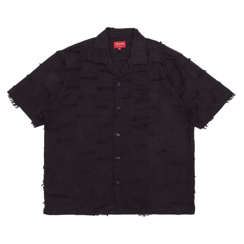 Supreme Patchwork Shorts-Sleeve Shirt Black