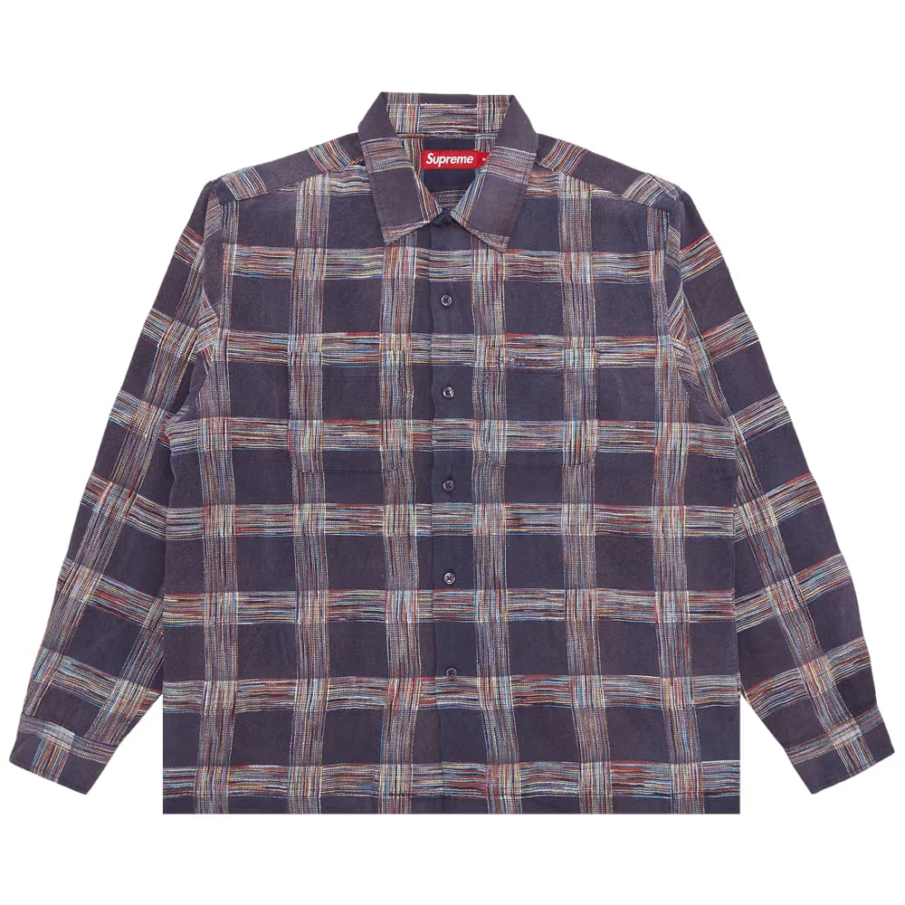 Supreme Woven Plaid Shirt Washed Navy