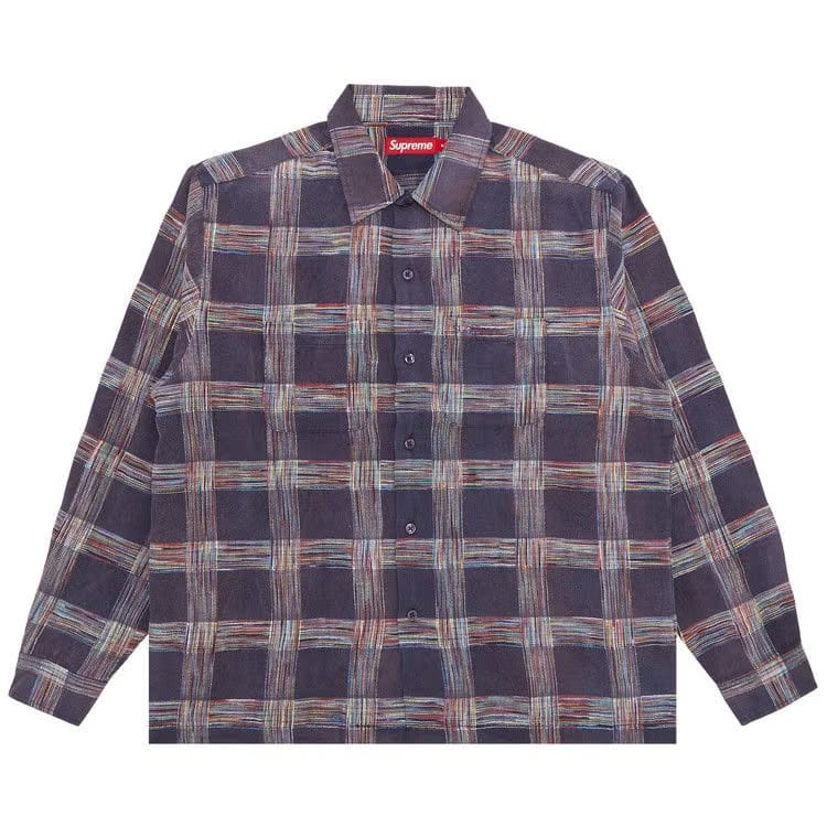 Supreme Woven Plaid Shirt Washed Navy