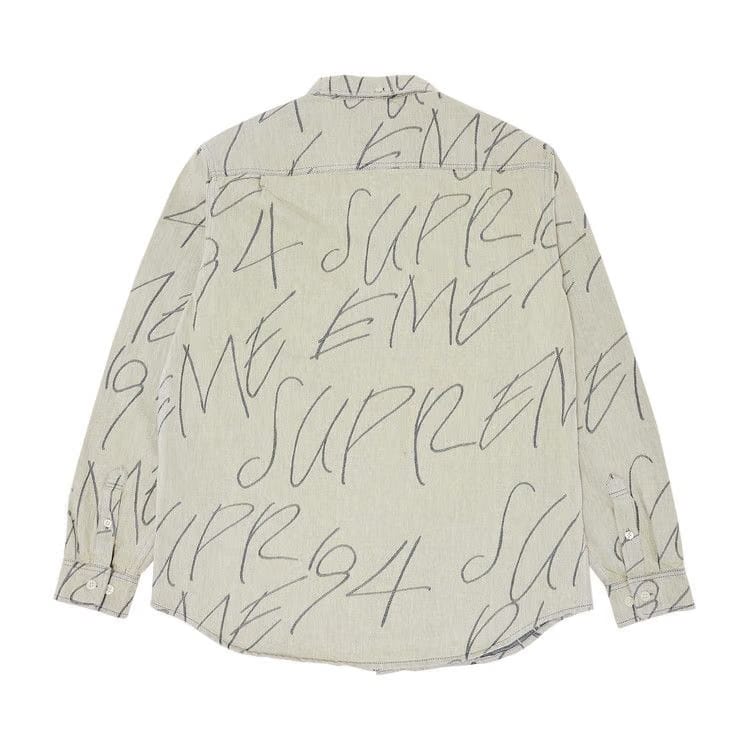 Supreme Handwriting Jacquard Denim Shirt Dirty