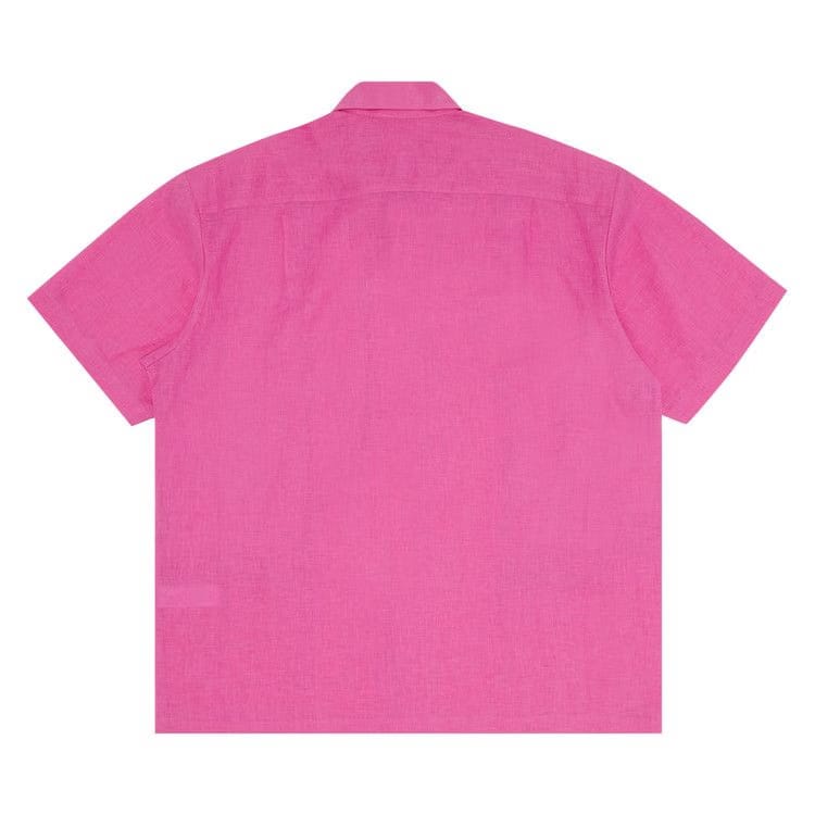 Supreme Mesh Panel Linen Shorts-Sleeve Shirt Pink