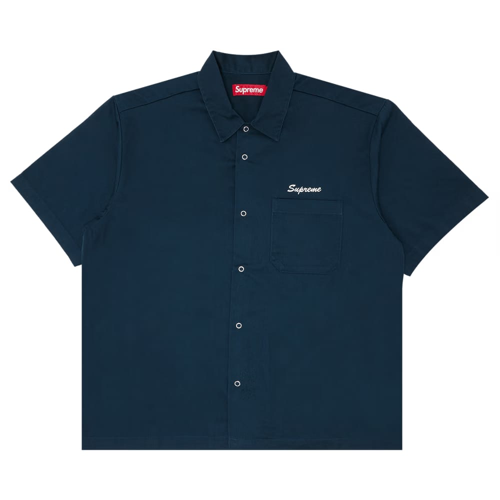 Supreme Margaret Keane Teardrop Shorts-Sleeve Work Shirt Light Navy