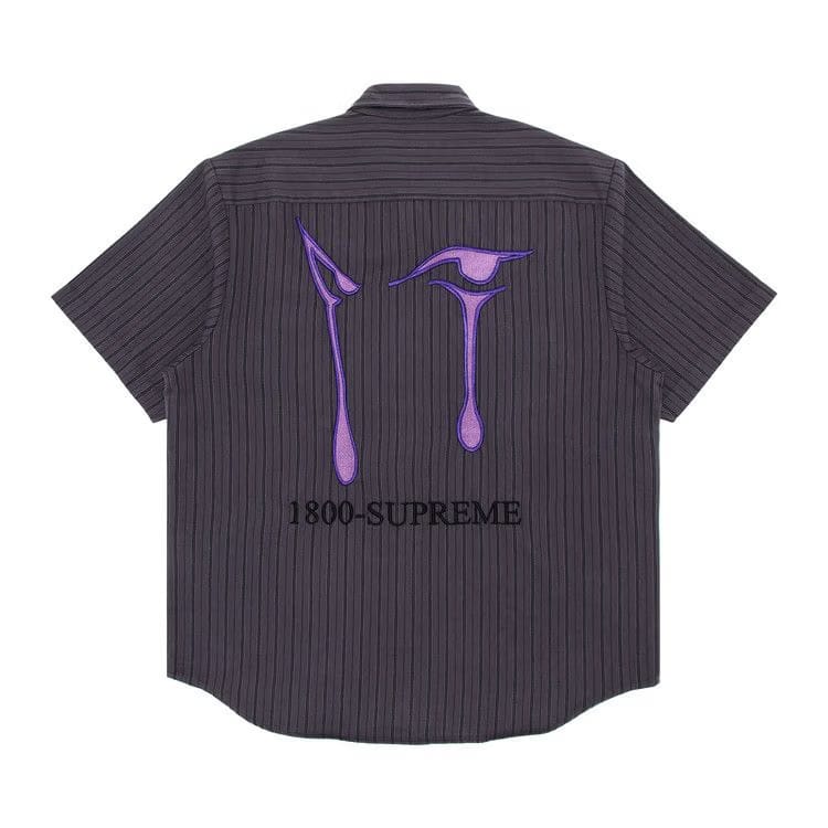 Supreme AOI Eyes Shorts-Sleeve Work Shirt Stripe