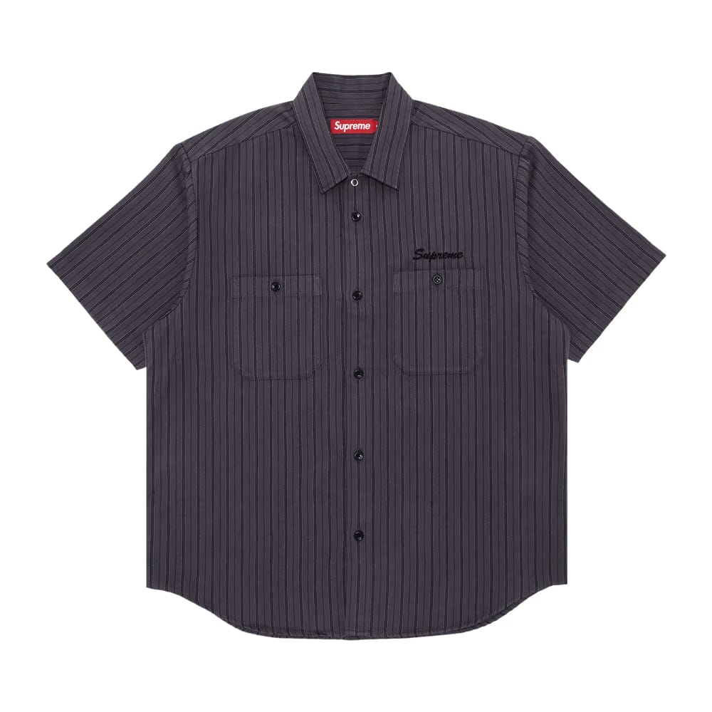 Supreme AOI Eyes Shorts-Sleeve Work Shirt Stripe