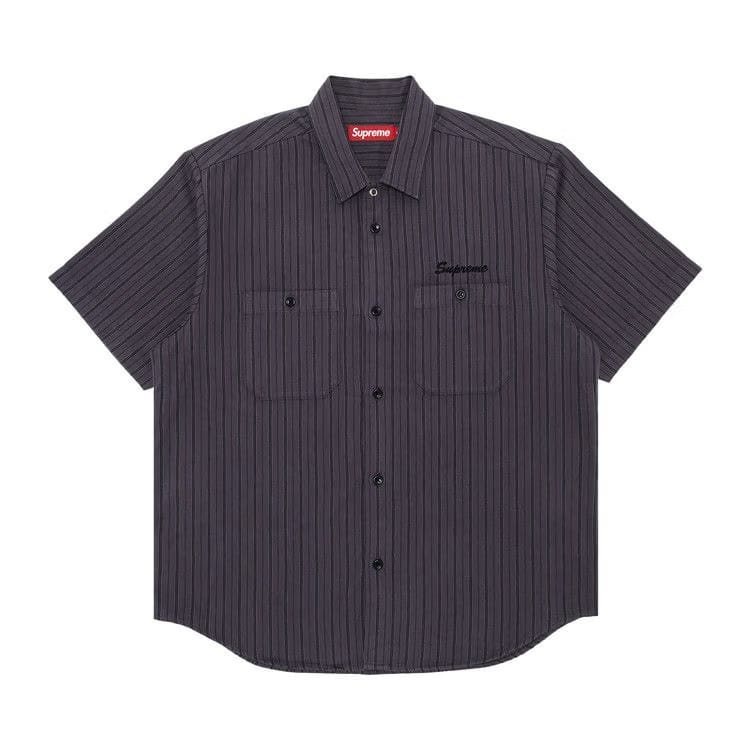 Supreme AOI Eyes Shorts-Sleeve Work Shirt Stripe