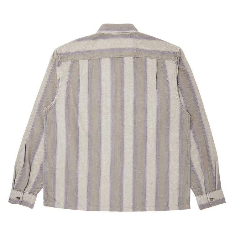 Supreme Stripe Flannel Zip Up Shirt Grey