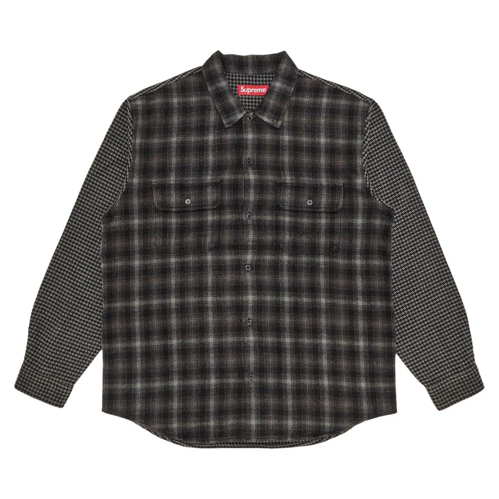 Supreme Houndstooth Plaid Flannel Shirt Black