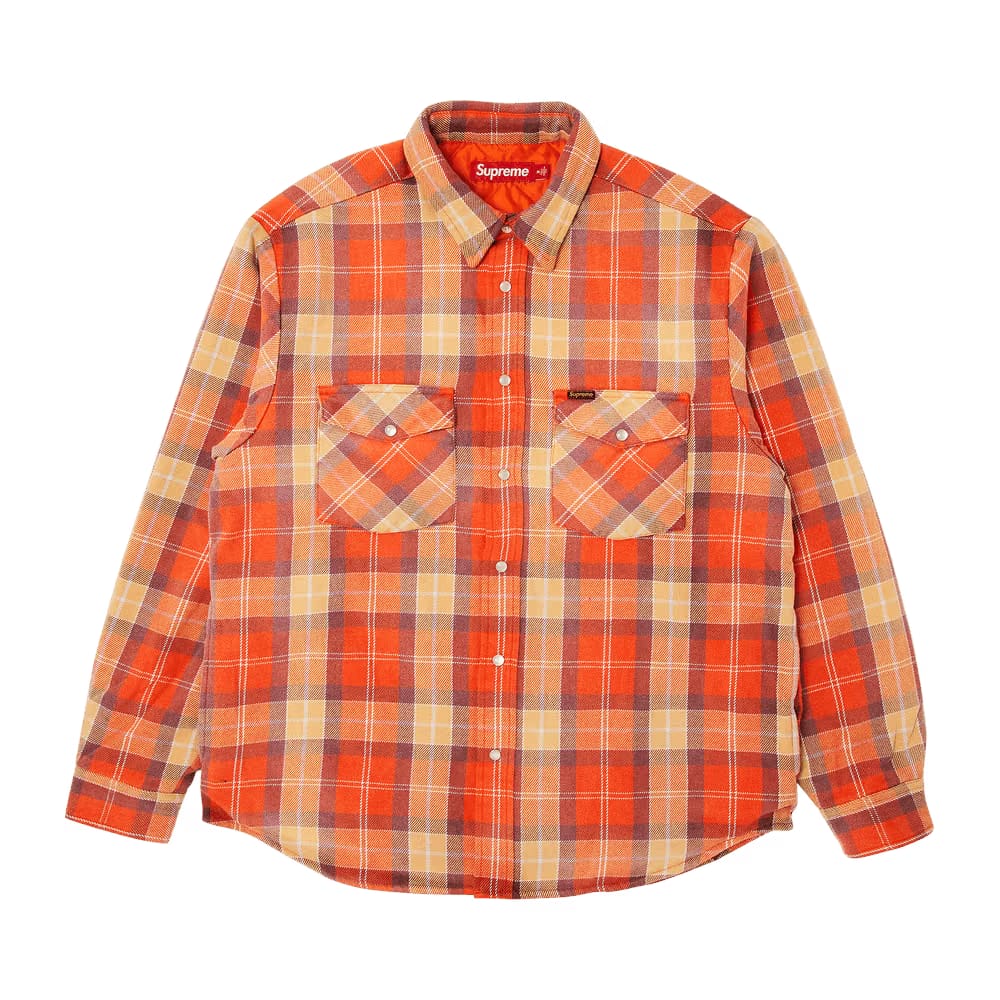 Supreme Quilted Flannel Snap Shirt Orange