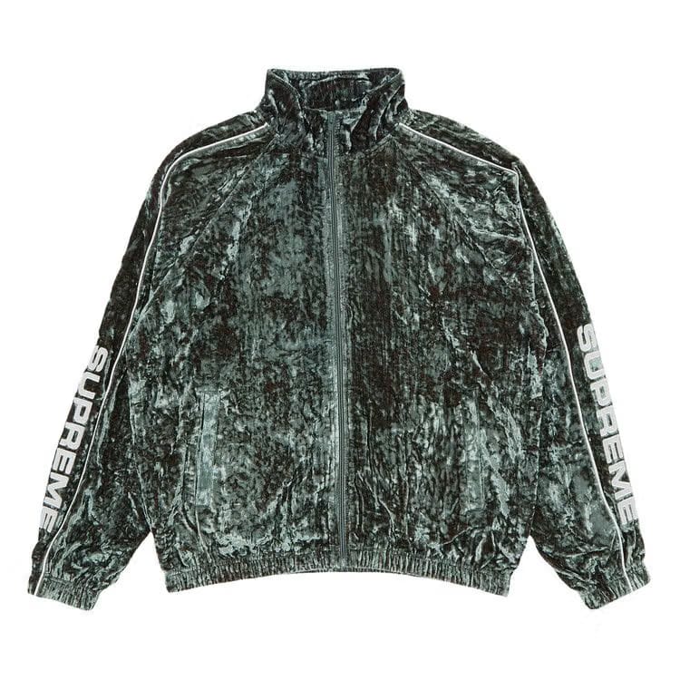 Supreme Crushed Velvet Track Jacket Olive