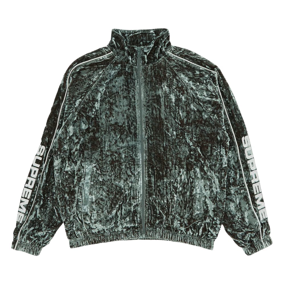 Supreme Crushed Velvet Track Jacket Olive