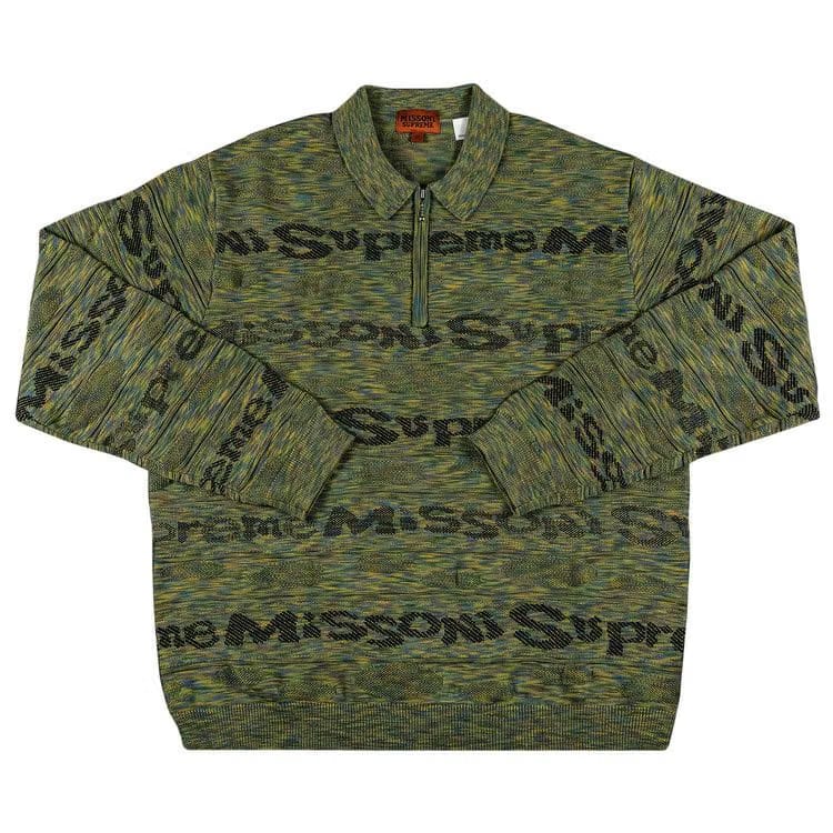 Supreme x Missoni Zip Long-Sleeve Polo Lime