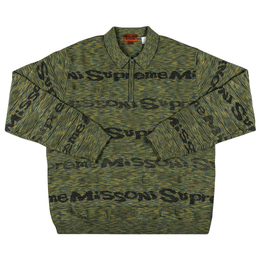 Supreme x Missoni Zip Long-Sleeve Polo Lime