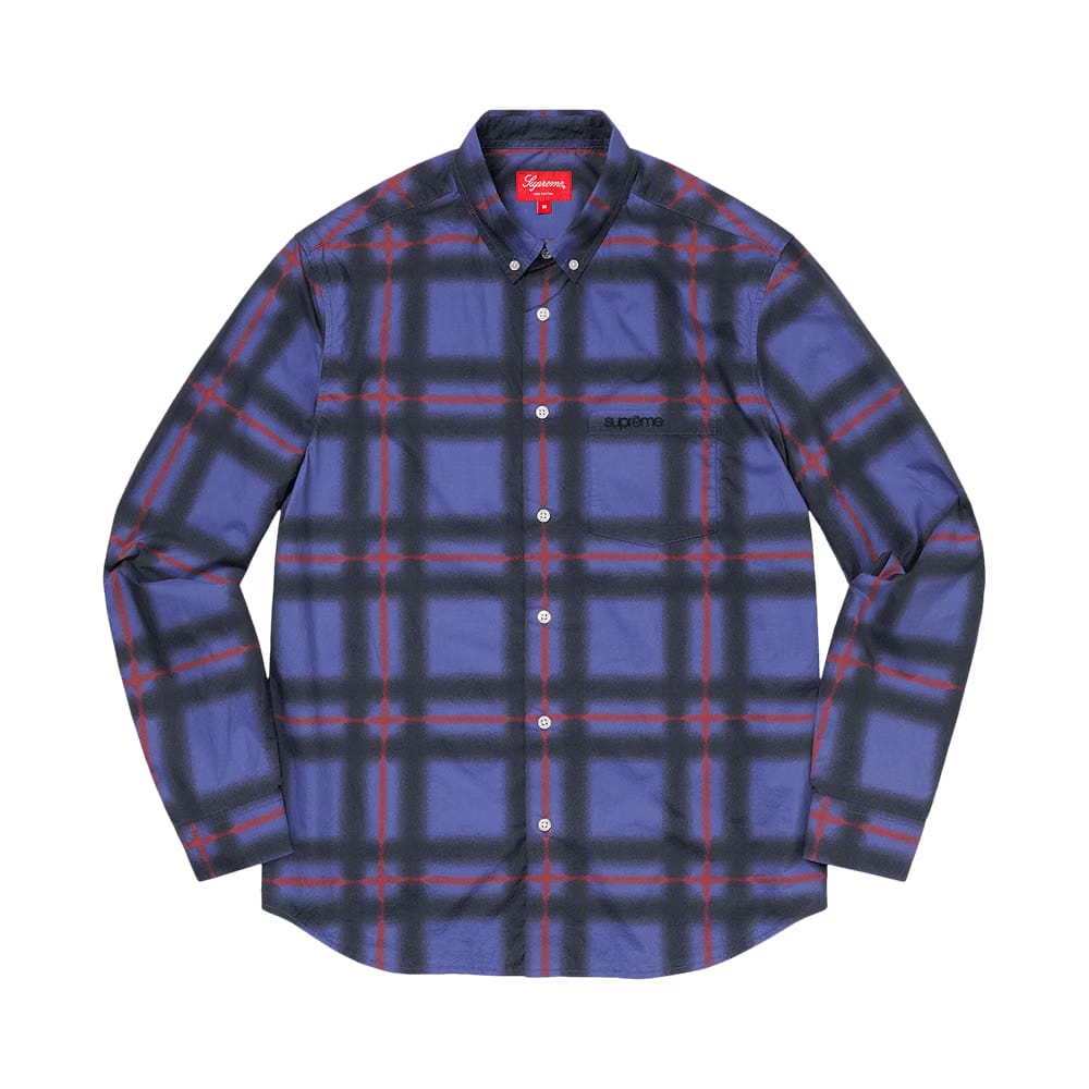 Supreme Spray Tartan Shirt Blue