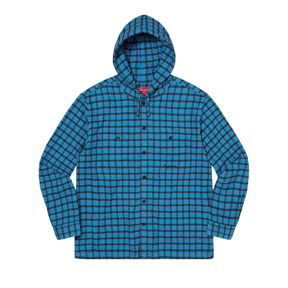 Supreme Mini Plaid Hooded Shirt Blue