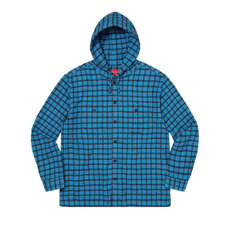 Supreme Mini Plaid Hooded Shirt Blue