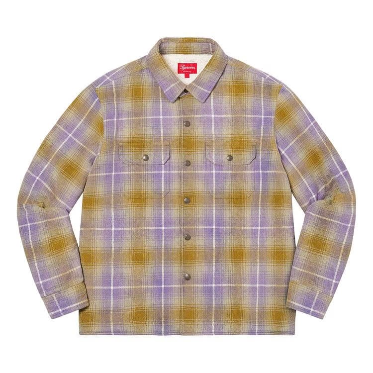 Supreme Shearling Lined Flannel Shirt Olive