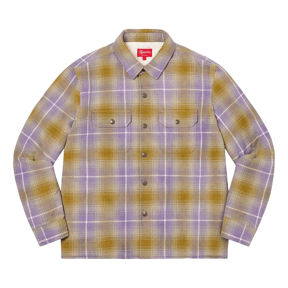 Supreme Shearling Lined Flannel Shirt Olive
