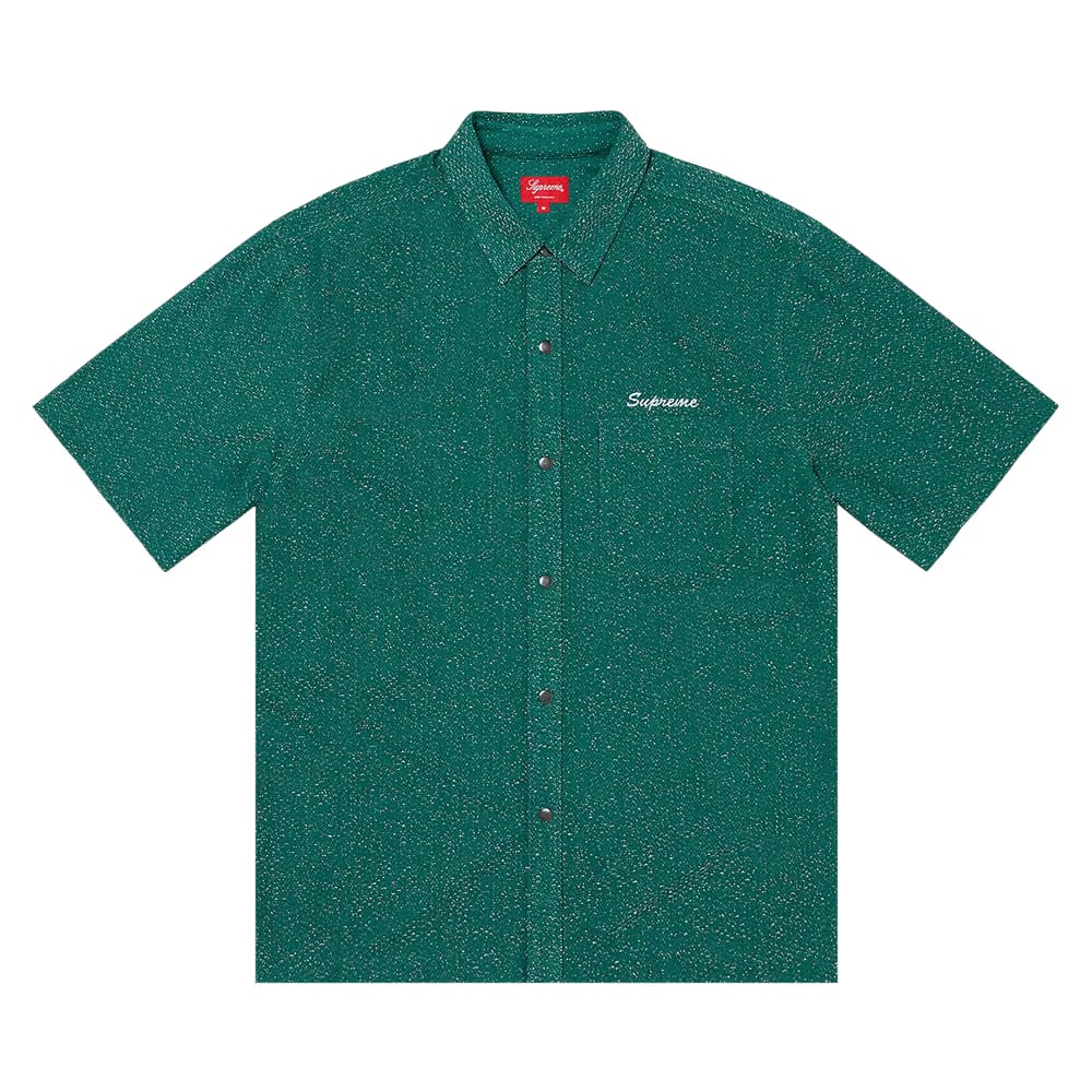 Supreme Lurex Shorts-Sleeve Shirt Green