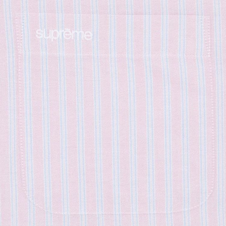 Supreme Loose Fit Oxford Shorts-Sleeve Shirt Pink Stripe