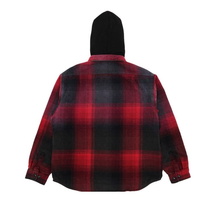 Supreme Quilted Lined Hooded Flannel Shirt Red Plaid