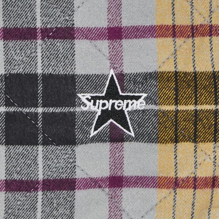 Supreme Quilted Flannel Zip Up Shirt Yellow