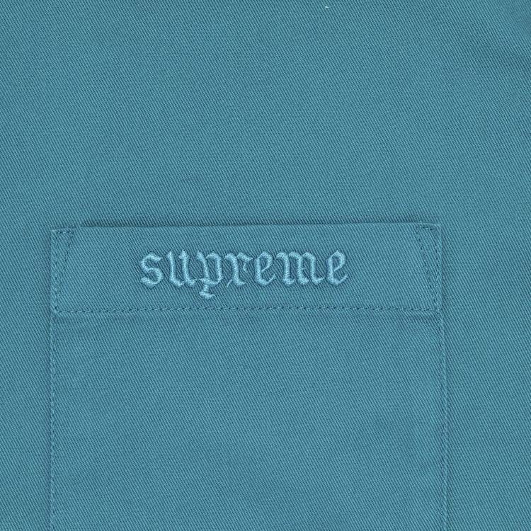 Supreme Croc Patch Shorts-Sleeve Work Shirt Teal