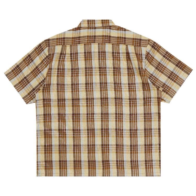 Supreme Metallic Plaid Shorts-Sleeve Shirt Brown