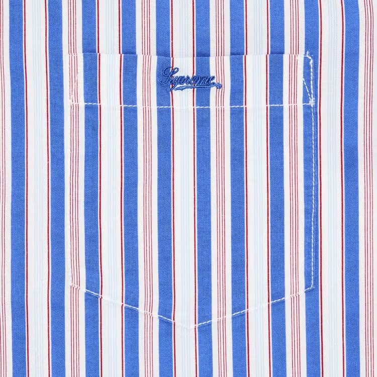 Supreme Loose Fit Multi Stripe Shorts-Sleeve Shirt Blue