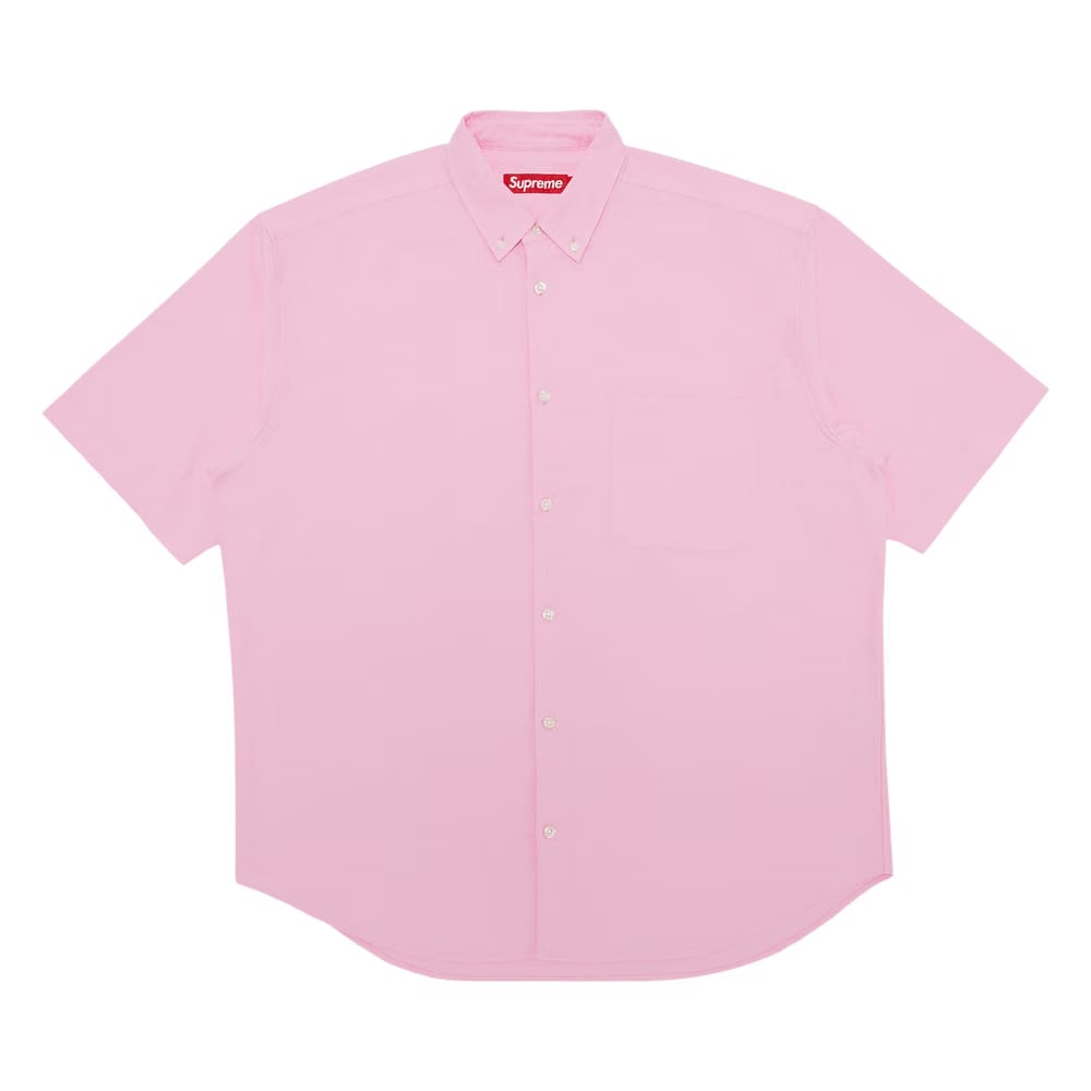 Supreme Loose Fit Shorts-Sleeve Oxford Shirt Pink