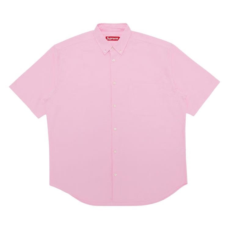 Supreme Loose Fit Shorts-Sleeve Oxford Shirt Pink