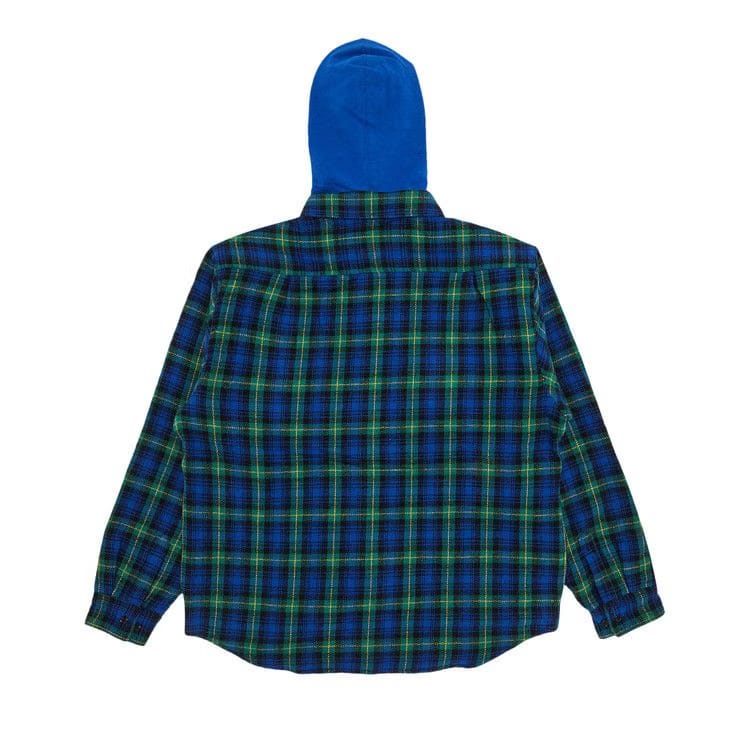 Supreme Tartan Flannel Hooded Shirt Blue