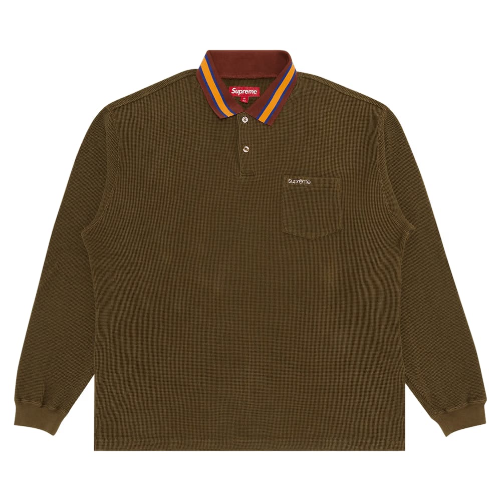 Supreme Thermal Long-Sleeve Polo Olive