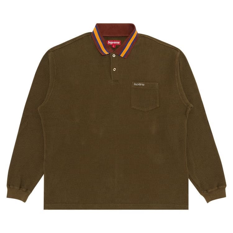 Supreme Thermal Long-Sleeve Polo Olive