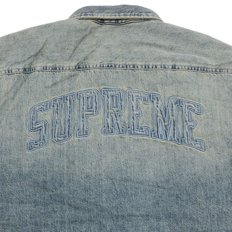 Supreme Faux Shearling Lined Work Shirt Washed Indigo Denim