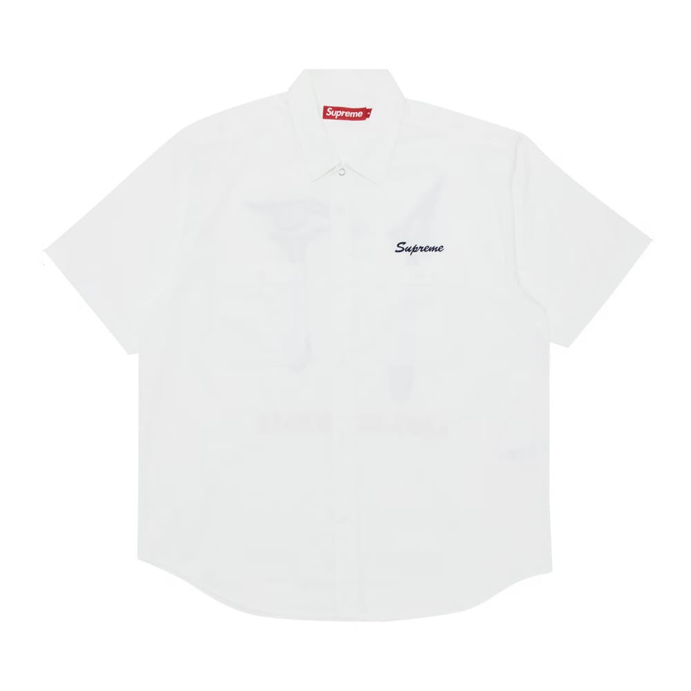 Supreme AOI Eyes Shorts-Sleeve Work Shirt White