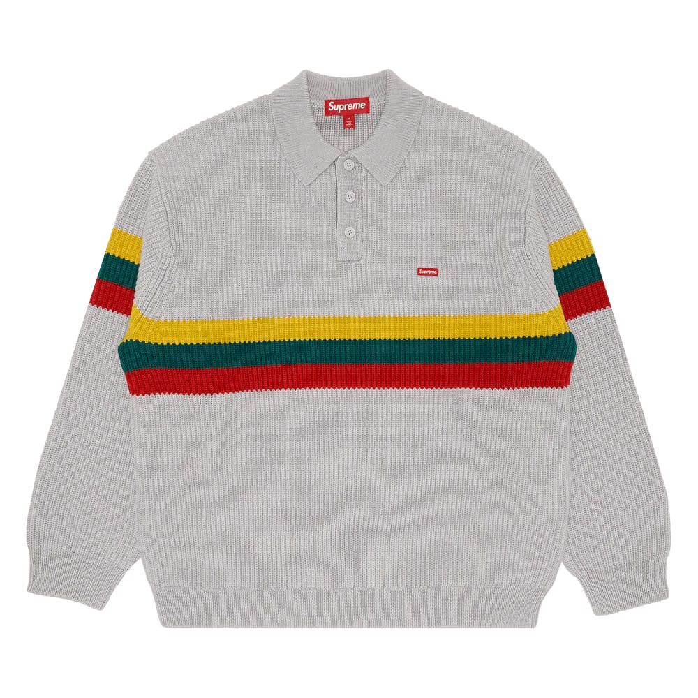 Supreme Small Box Polo Sweater Grey