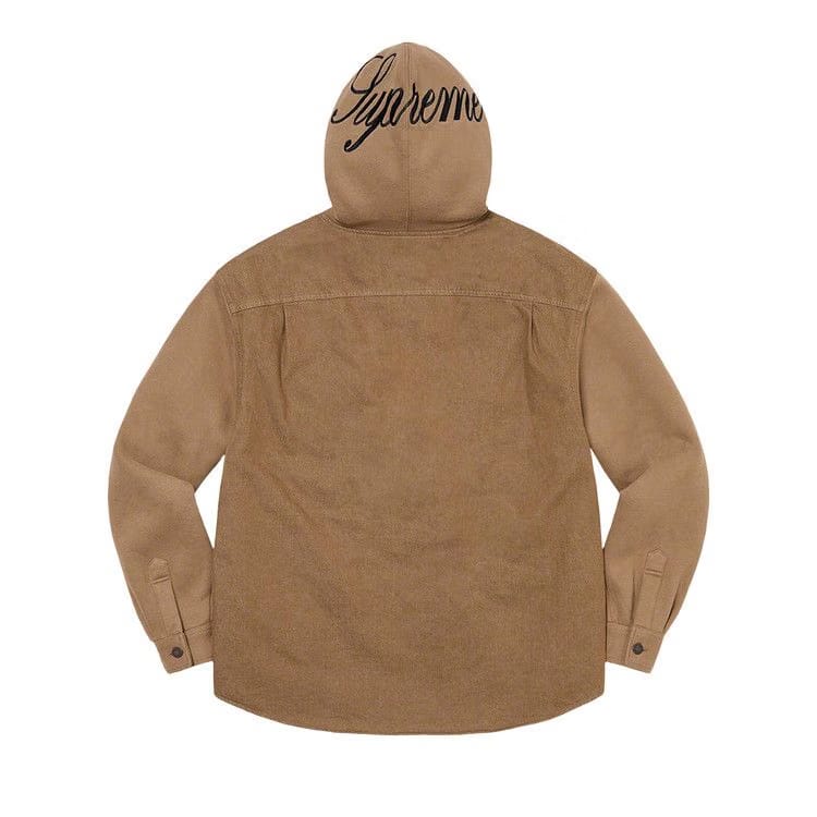 Supreme Fleece Hooded Denim Shirt Brown