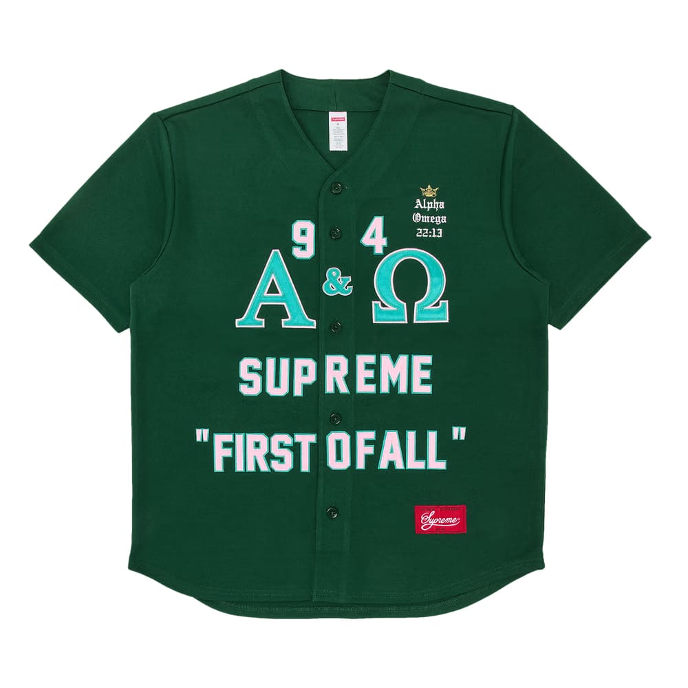 Supreme Alpha Omega Baseball Jersey Green